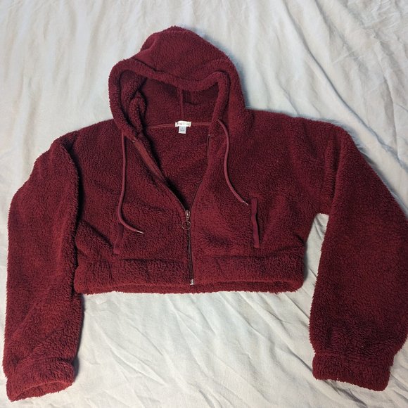 Red Cropped Hoodie - Picture 1 of 4